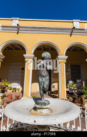 The inner courtyard of the Palacio Cantero, Museo Histórico Municipal in the UNESCO World Heritage town of Trinidad, Cuba. Stock Photo