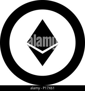 Etherium icon black color in circle round vector I Stock Vector