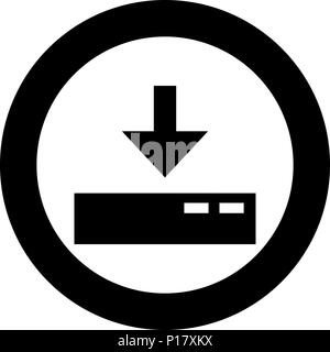 Download to server icon black color in circle round vector I Stock Vector