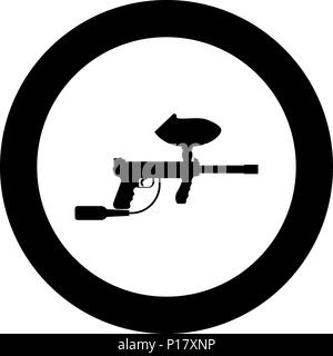 Weapons for paintball icon black color in circle round vector I Stock Vector