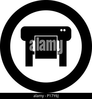 Plotter icon black color in circle round vector I Stock Vector