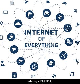 Internet of everything (IOT) concept with different icon and elements. Digital Network Connections Stock Vector