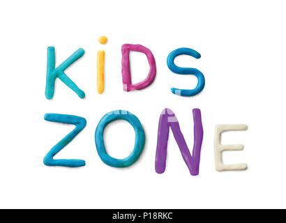 Handmade modeling clay words. Kids zone Stock Vector