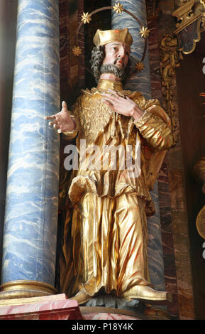 Saint Ignatius of Loyola, statue on altar in cathedral of Assumption in Varazdin, Croatia Stock Photo