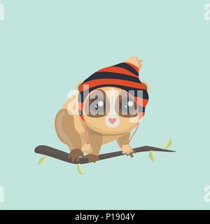 Cute slow loris illustration. Stock Vector