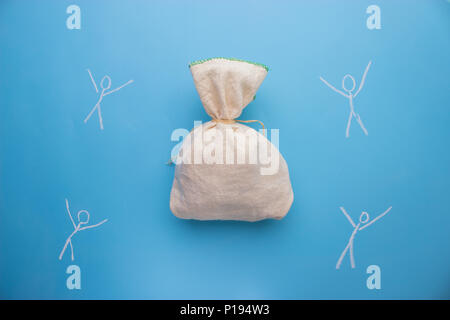 people take money from the big bag. expences concept Stock Photo