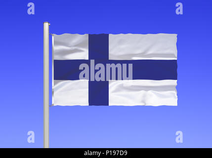 Flag of Finland, Scandinavia, , Flagge von Finnland, Skandinavien, Stock Photo