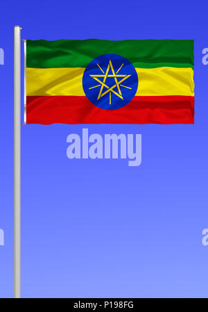 Flagge von Aethiopien, Binnenstaat in Nordafrika, Afrika, frueher ...