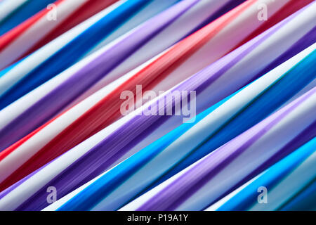Drinking straws colorful coming together. Stock Photo