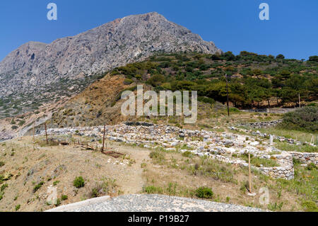 Now only the lowest part of the church and the floor of the 6th Century church of Aghia Triadha remain, Telendos Island, Kalymnos, Dodecanese islands, Stock Photo