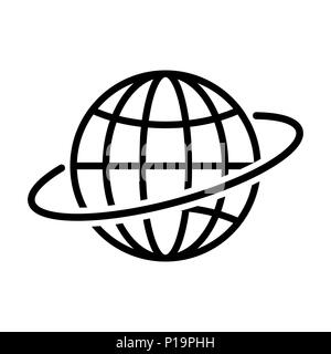 Globe outline icon in flat style. Earth symbol Stock Vector