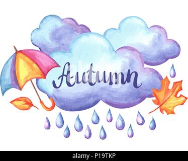 Aquarelle background with autumn elements. Stock Vector