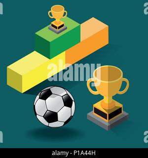 Soccer sport supplies for Soccer Cup Concept - Isometric Vector. Stock Vector