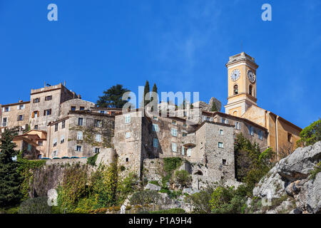 Medieval Eze village perched on a mountain top in France Stock Photo