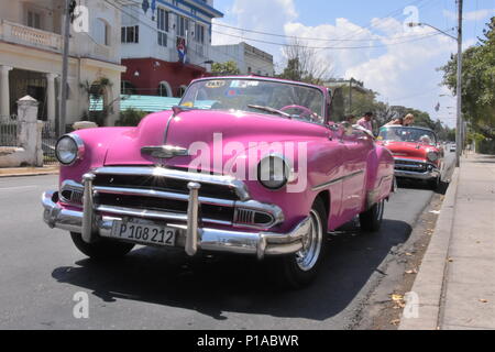 Pink Vintage convertible Car Havana Stock Photo