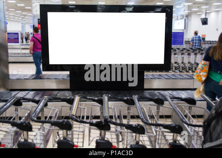 Blank billboard or advertising poster in the airport for advertisement concept background. Stock Photo