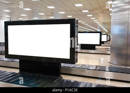 Blank billboard or advertising poster in the airport for advertisement concept background. Stock Photo