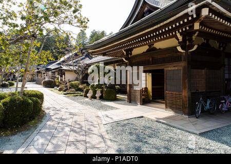 Traditional Wooden Architecture of Japanese Ryokan Guest Houses in Koyasan, Wakayama, Japan. Stock Photo