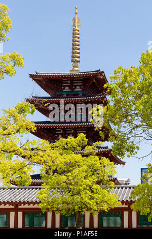 Five Storey Pagoda Building of the Main Shitennoji Temple, Osaka, Japan Stock Photo