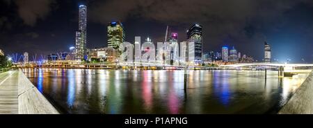 View from Clem Jones Promenade towards Brisbane skyscrapers. Brisbane is the capital of and most populous city in the Australian state of Queensland. Stock Photo