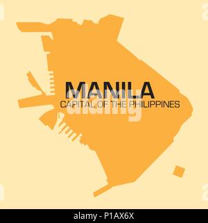 simple outline vector map of Philippines capital, Manila Stock Vector