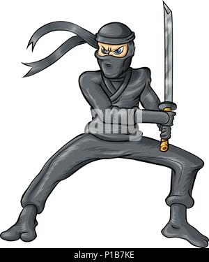 ninja cartoon isolated on white background Stock Vector