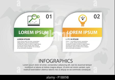 Modern vector illustration 3D. Template of a square with rounded corners infographics with two elements. Designed for business, presentations, web des Stock Vector