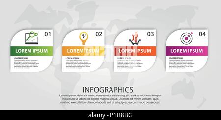 Modern vector illustration 3D. Template of a square with rounded corners infographics with four elements. Designed for business, presentations, web de Stock Vector