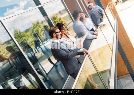 Business people talking outdoor Stock Photo