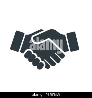 Icon handshake black isolated on a white background, vector Stock