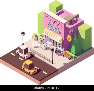 Vector isometric ice cream shop Stock Vector