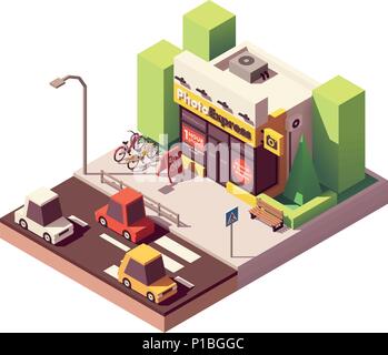 Vector isometric photo printing shop Stock Vector