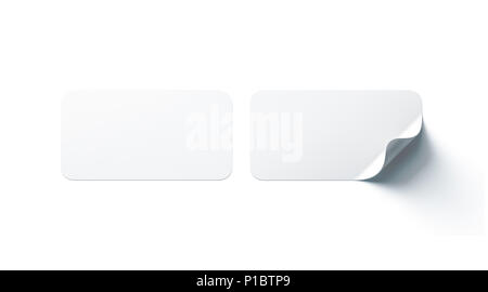 Blank White Square Adhesive Stickers Mock Up With Curved