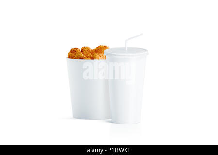 Download Blank food bucket with chicken wings mockup, 3d rendering. Empty pail fastfood mockup, isolated ...