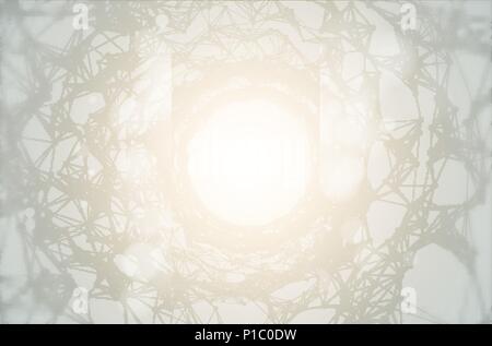 Vector twisted tunnel delicate structure shining flares on light background. Glowing center sci-fi construction. Abstract cyber elegant modern Stock Vector