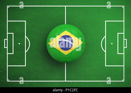 Composite image of football in brasil colours Stock Photo