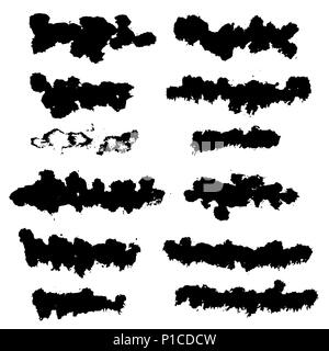 Grunge ink brush strokes freehand black brushes Vector Image