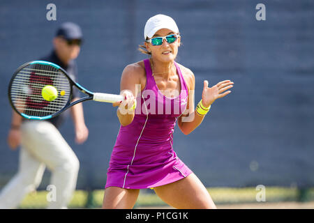 Arina Rodionova in action against Anastasia Pavlyuchenkova on day two