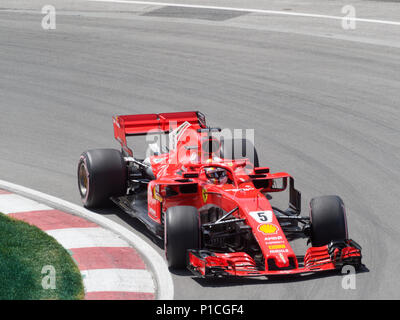 Montreal, Canada 10th June 2018.Sebastian Vettel of Germany for Scuderia Ferrari winner  at the Formula 1 Grand Prix of Canada , Circuit Gilles-Villeneuve. Credit: richard prudhomme/Alamy Live News Stock Photo