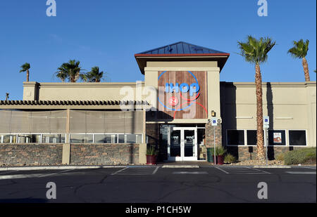 Las Vegas, Nevada, USA. 11th June, 2018. The sign for an IHOP restaurant is  seen in Las Vegas. The International House of Pancakes created a marketing  campaign suggesting it was going to