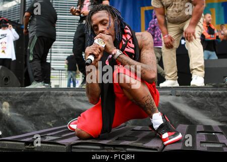 East Rutherford, NJ, USA. 10th June, 2018. Famous Dex on stage for Hot 97 Summer Jam 2018, MetLife Stadium, Meadowlands Sports Complex, East Rutherford, NJ June 10, 2018. Credit: Jason Mendez/Everett Collection/Alamy Live News Stock Photo