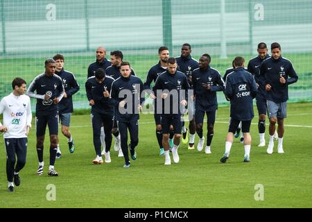 Moscow, Russia. 11th June, 2018. France's players attend a training session ahead of the Russia 2018 World Cup in Moscow, Russia, June 11, 2018. Credit: Wu Zhuang/Xinhua/Alamy Live News Stock Photo