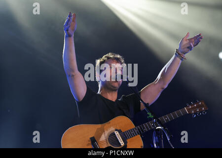 Montreal, Canada. 6/11/2018.Canadian singer Kevin Parent  performs on stage at the Francofolie French music festival in downtown Montreal Credit: richard prudhomme/Alamy Live News Stock Photo