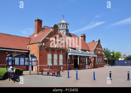 Railway station frontage, Felixstowe, Suffolk, England, UK Stock Photo