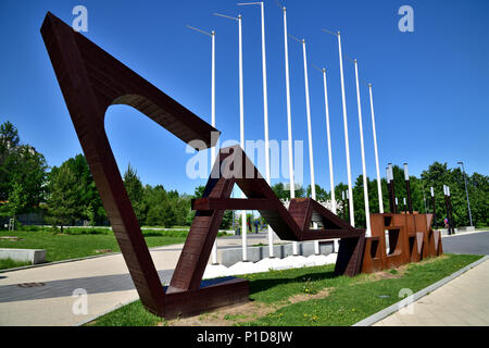 Moscow, Russia - May 22. 2018. Art installation in park Sadovniki Stock Photo