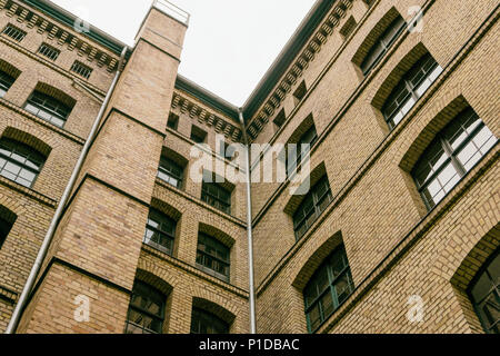 Berlin, Germany, May 27, 2018: Typical Backyard of Berlin Building Stock Photo
