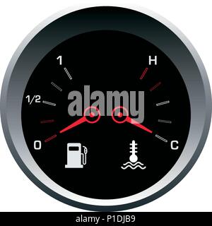 Fuel gauge and heat panel template on white background. Vector gauge design. Stock Vector