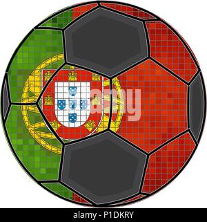 Portugal flag with soccer ball background - Illustration,  Soccer football ball with Portugal flag,  Abstract grunge mosaic vector Stock Vector
