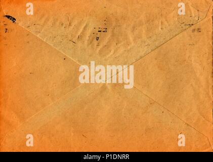 Back of an old used envelope. Rich stain and paper details. Can be used as background. Stock Photo