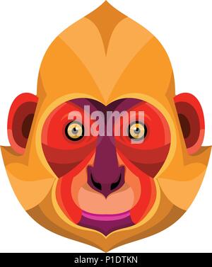 Flat icon illustration of mascot head of a white-headed, golden-headed or Cat Ba langur viewed from front on isolated background in retro style. Stock Vector